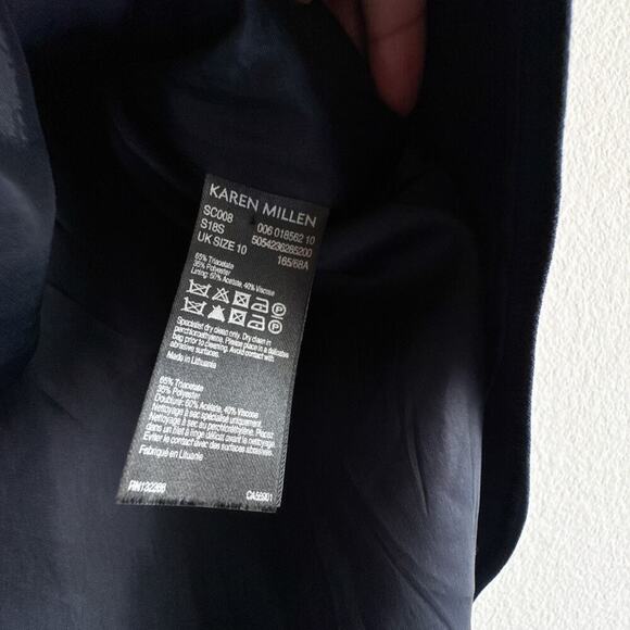 Karen Millen Navy Blue A-Line Flared Skirt US 6 | Button Waist Detail | Elegant - Picture 9 of 13